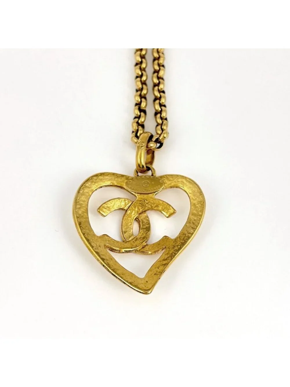 Chanel Necklace CC Logo Heart Gold Plated